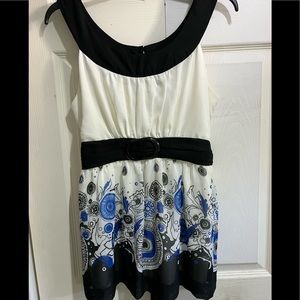 Jonathan Martin Babydoll Beige/Black/Blue Top in Size Large
